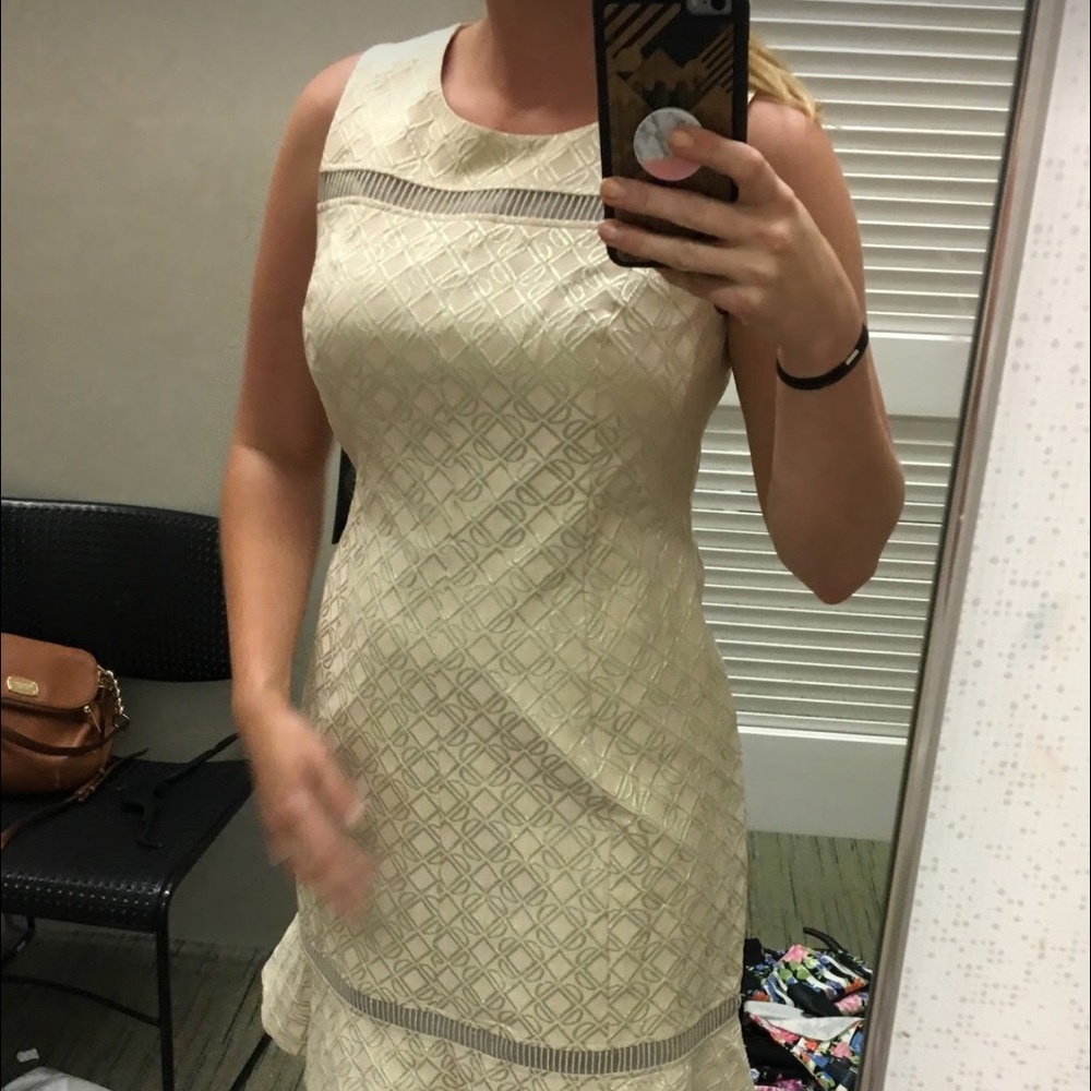 Vince Camuto Fit & Flare Jacquard Blush & Gold - Picture 4 of 4